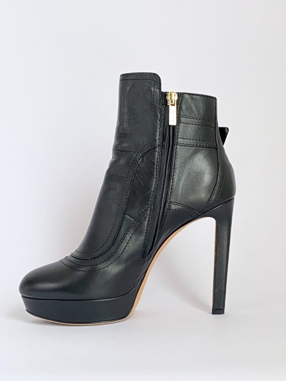 Jimmy Choo Britney 115 Black Leather Platform Ankle Boot Size EU 38.5 / US 8 - Picture 3 of 13